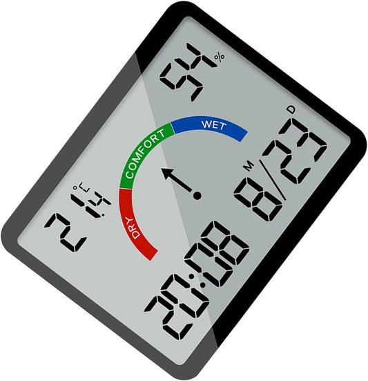 Wekker - Weather Station - Room Thermometer - Digital Alarm Clock - Shower Timer - Kitchen Thermometer - Ultra-Thin Digital Wall Clock - Battery Operated Suction Cup - Suitable for Refrigerators and Walls - Christmas Gift - Black - Image 4