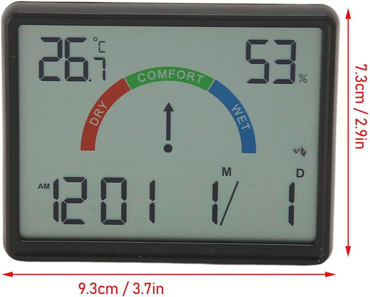 Wekker - Weather Station - Room Thermometer - Digital Alarm Clock - Shower Timer - Kitchen Thermometer - Ultra-Thin Digital Wall Clock - Battery Operated Suction Cup - Suitable for Refrigerators and Walls - Christmas Gift - Black - Image 5