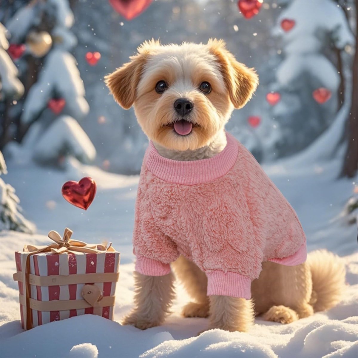 Dog Coat - Dog Sweater - Heart Dog Sweater - Puppy Dog Coat - Christmas Dog Sweater - Perfect for Small and Medium Dogs - Christmas Decorations - Christmas - XL - Image 6
