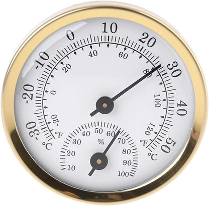 Indoor Thermometer - Outdoor Thermometer - Hygrometer - Weather Station - Thermometer Hygrometer - Air Temperature Display - 58 mm - Gold + White - Desktop