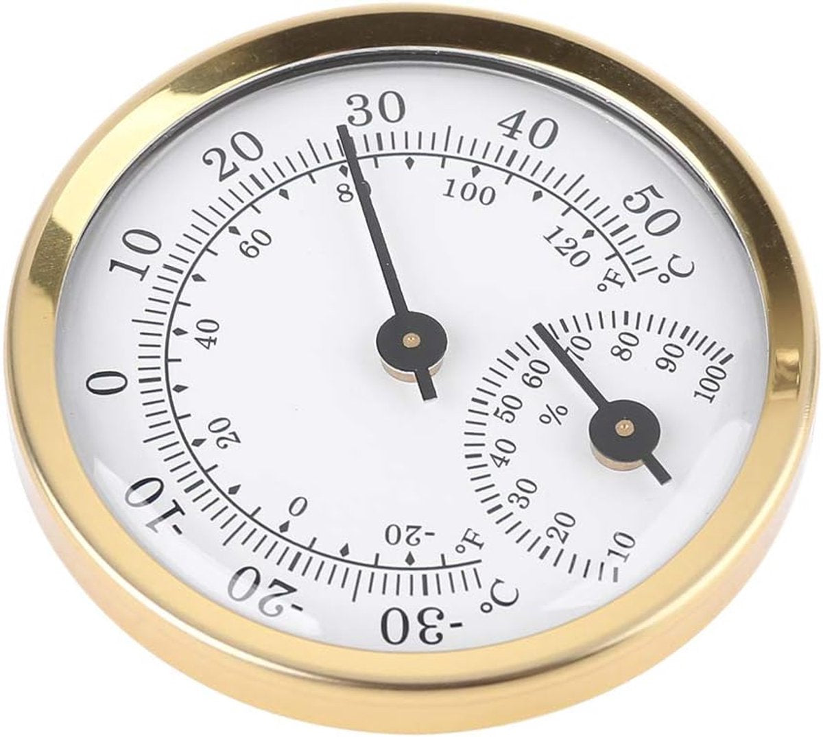 Indoor Thermometer - Outdoor Thermometer - Hygrometer - Weather Station - Thermometer Hygrometer - Air Temperature Display - 58 mm - Gold + White - Desktop - Image 3