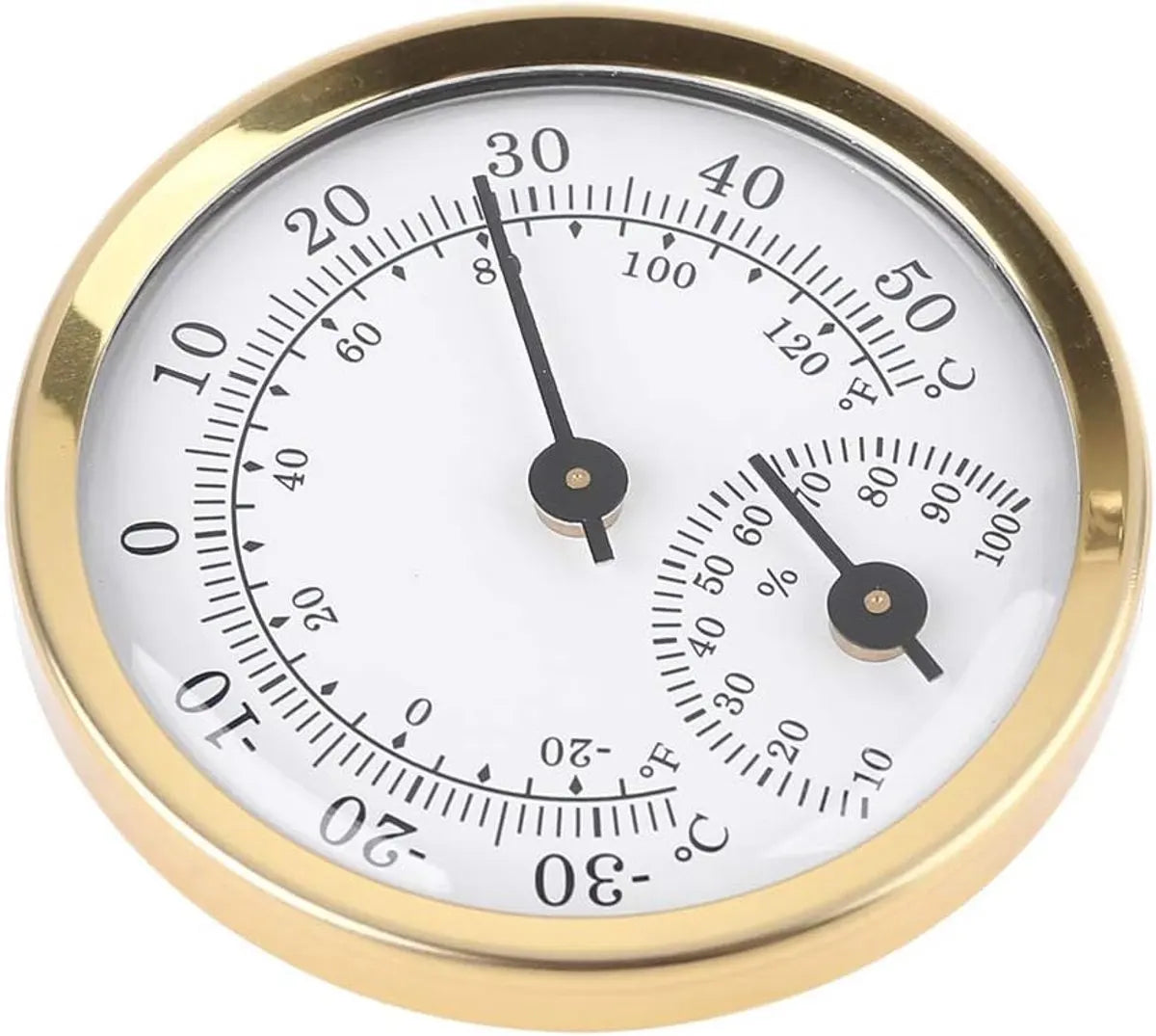 Indoor Thermometer - Outdoor Thermometer - Hygrometer - Weather Station - Thermometer Hygrometer - Air Temperature Display - 58 mm - Gold + White - Desktop - Image 3