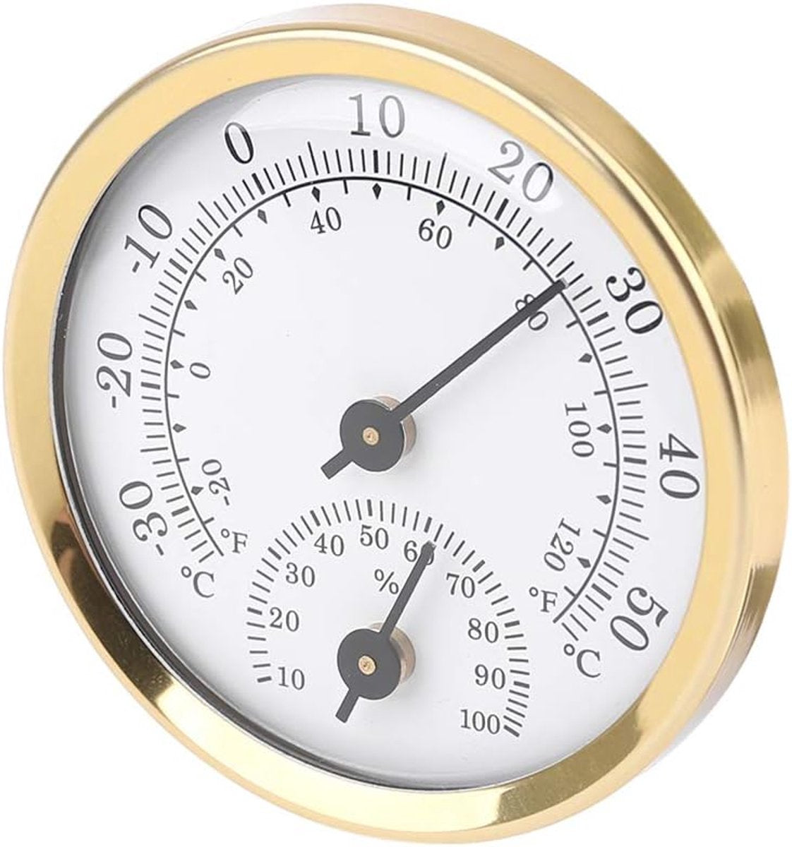 Indoor Thermometer - Outdoor Thermometer - Hygrometer - Weather Station - Thermometer Hygrometer - Air Temperature Display - 58 mm - Gold + White - Desktop - Image 4