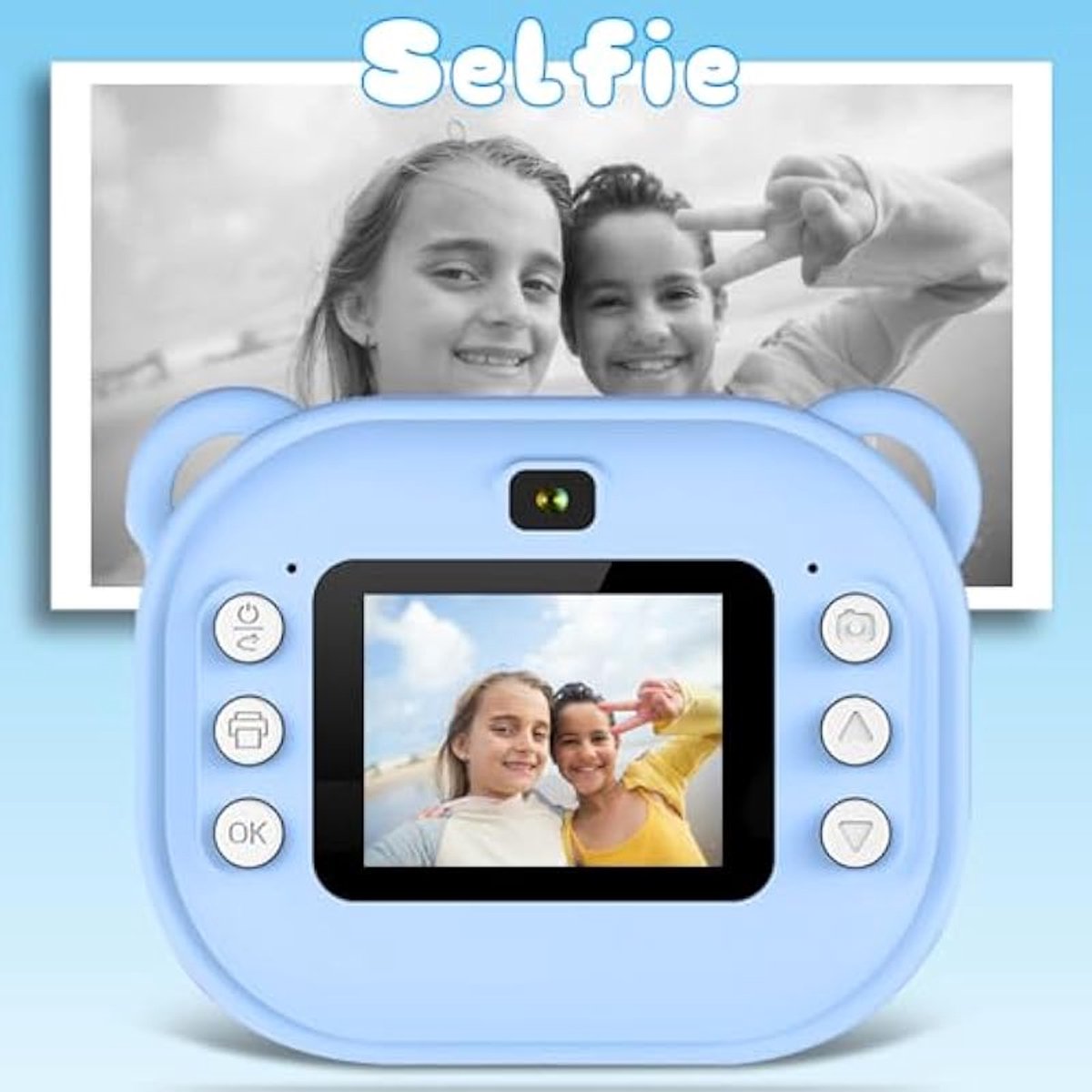 Instant Camera, 1080p HD Digital Camera, Suitable for Boys and Girls, Includes a GB Memory Card and Printer Paper - Blue - Image 2