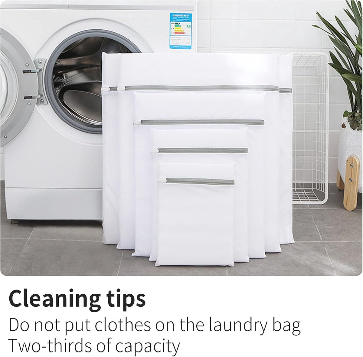 Set of 3 Mesh Laundry Bags - Large Bags - Delicate Clothes - Perfect for Washing Machines - Jackets - Jeans - 60 x 60 cm - Household Accessory - Image 4