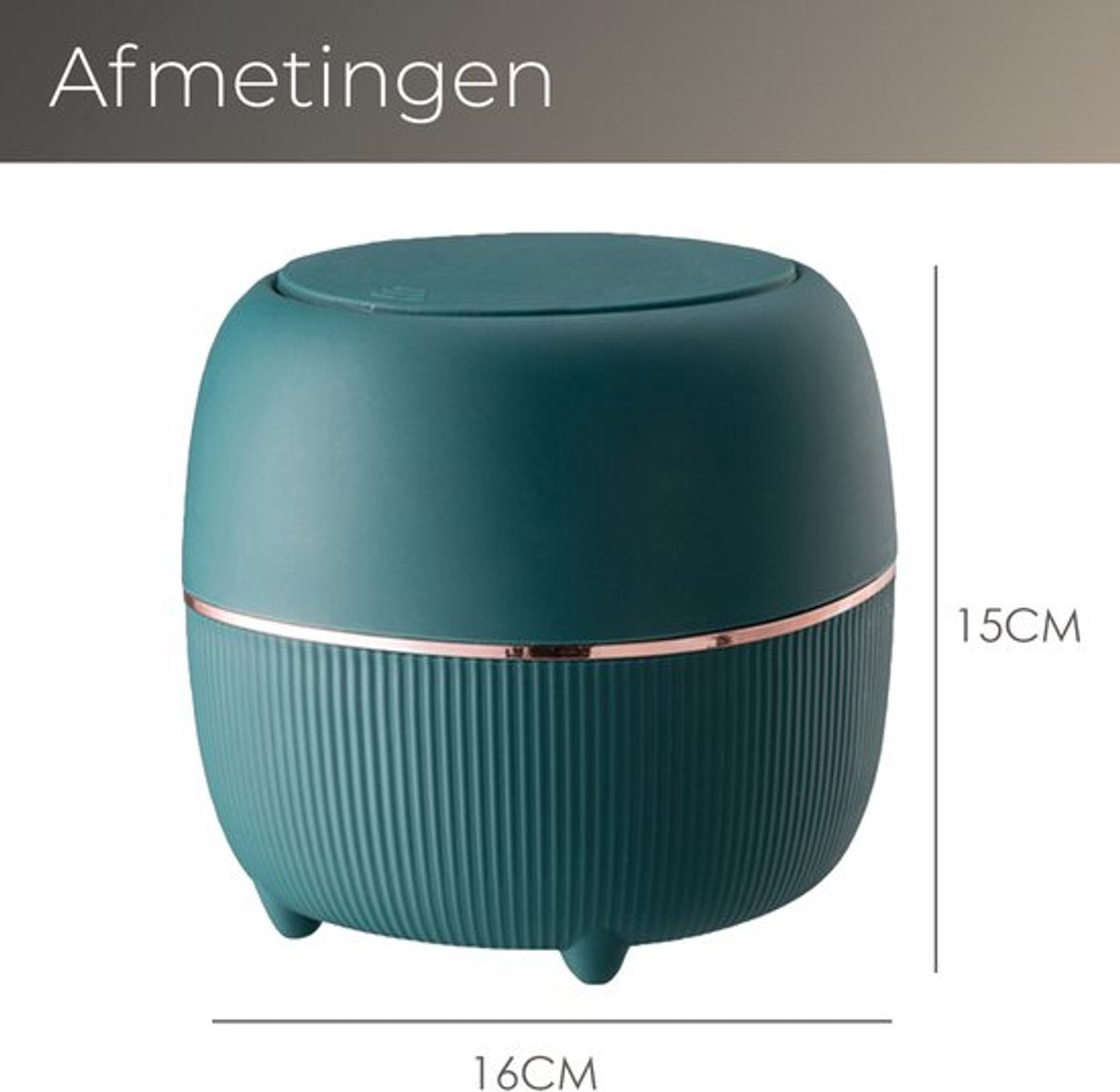 Klein Prullenbak - Designer Trash Can with Lid - Mini Prullenbak - Small trash can ideal for the countertop, desk, bathroom or table - Tabletop Trash Can - Green - Image 5