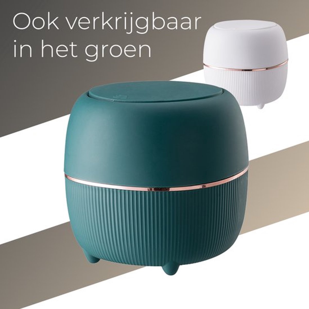 Klein Prullenbak - Designer Trash Can with Lid - Mini Prullenbak - Small trash can ideal for the countertop, desk, bathroom or table - Tabletop Trash Can - Wit - Image 3