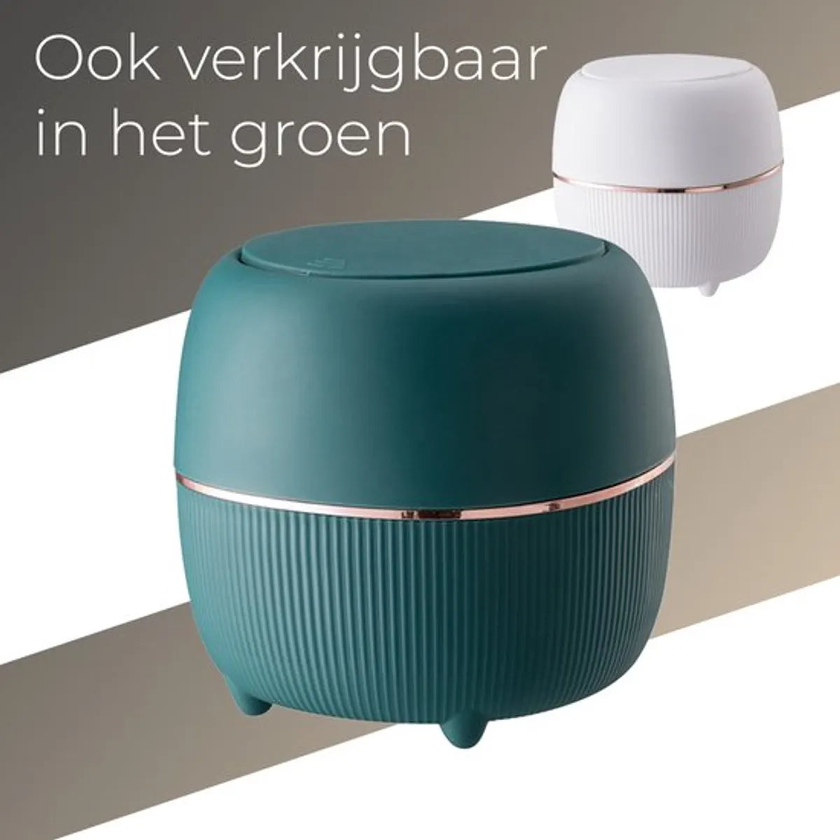 Klein Prullenbak - Designer Trash Can with Lid - Mini Prullenbak - Small trash can ideal for the countertop, desk, bathroom or table - Tabletop Trash Can - Wit - Image 3