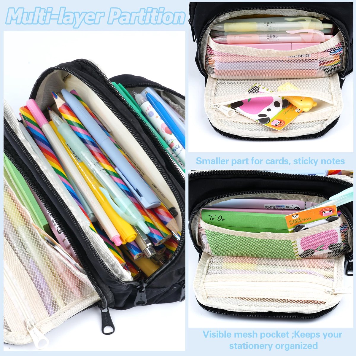 Pencil Case - Pencil Case - Adults - Boys and Girls - School Pencil Case - Black - Image 6