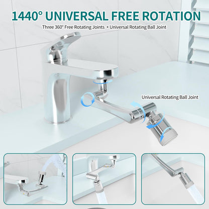 1440° Rotating Faucet - Faucet - Faucet Fitting - Faucet Head - Stainless Steel - Aerator - Rotating - Extension - Water Saving - Kitchen Faucet - Bathroom Faucet - Swivel - Dishwashing - Goud - Image 3