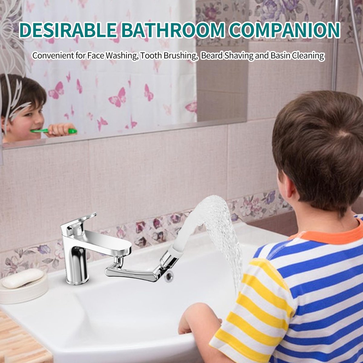 1440° Rotating Faucet - Faucet - Faucet Fitting - Faucet Head - Stainless Steel - Aerator - Rotating - Extension - Water Saving - Kitchen Faucet - Bathroom Faucet - Swivel - Dishwashing - Goud - Image 5