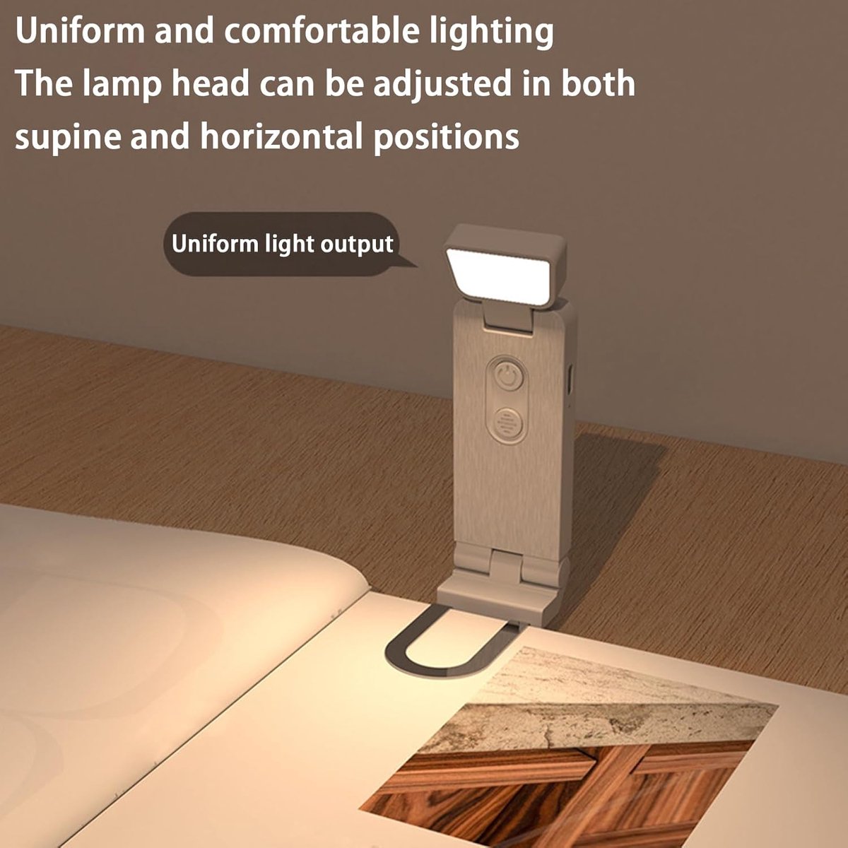 Reading Lamp - Book Lamp with Clip - 6 Lighting Levels - Bedtime Use - Adjustable Intensity - Reading Lamps - USB-C Rechargeable - With - Image 3