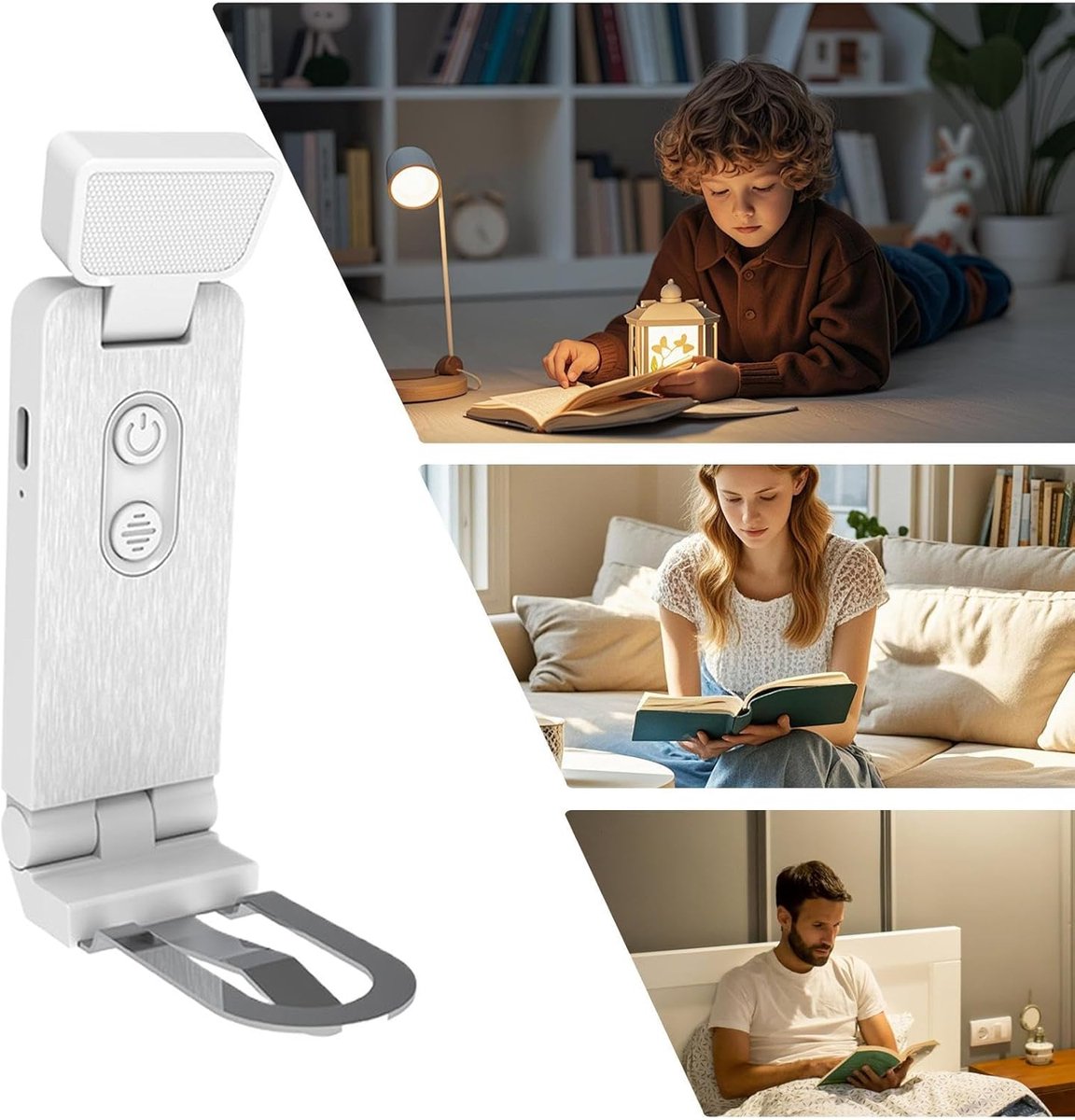 Reading Lamp - Book Lamp with Clip - 6 Lighting Levels - Bedtime Use - Adjustable Intensity - Reading Lamps - USB-C Rechargeable - With - Image 5