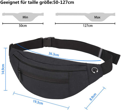 Fanny pack - Sports fanny pack - Running belt - Large fanny pack - Men's and women's - Fanny pack - Pouch - LIGHTWEIGHT RUNNING - For travel/on the go - Dark gray - Image 2