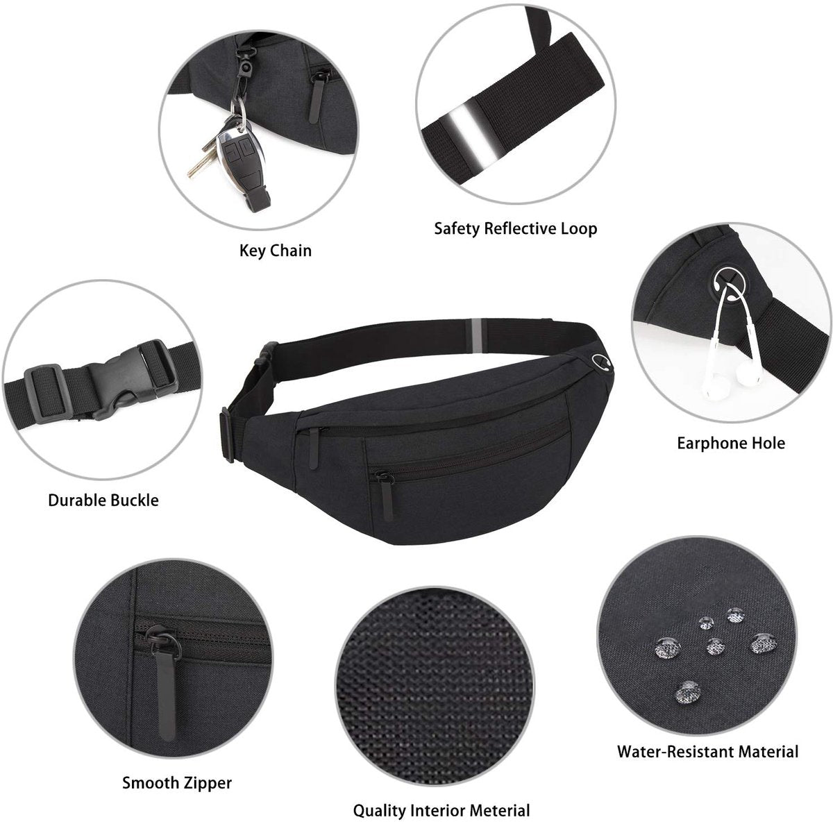 Fanny pack - Sports fanny pack - Running belt - Large fanny pack - Men's and women's - Fanny pack - Pouch - LIGHTWEIGHT RUNNING - For travel/on the go - Dark gray - Image 4