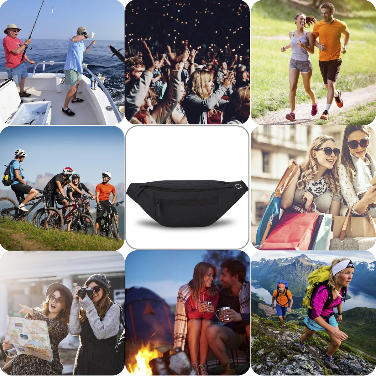 Fanny pack - Sports fanny pack - Running belt - Large fanny pack - Men's and women's - Fanny pack - Pouch - LIGHTWEIGHT RUNNING - For travel/on the go - Dark gray - Image 6