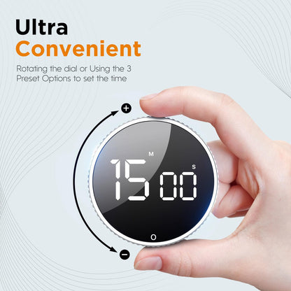 Digital Timer - Digital Kitchen Timer - Smart Timer - LED Display - Magnetic - 360 Degree Rotation - BBQ Alarm Clock - Black - Image 4