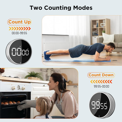 Digital Timer - Digital Kitchen Timer - Smart Timer - LED Display - Magnetic - 360 Degree Rotation - BBQ Alarm Clock - Black - Image 5
