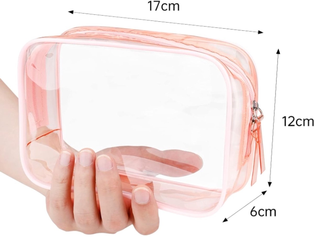 Transparent pink toiletry bag, waterproof toiletry bag with zipper - Image 5