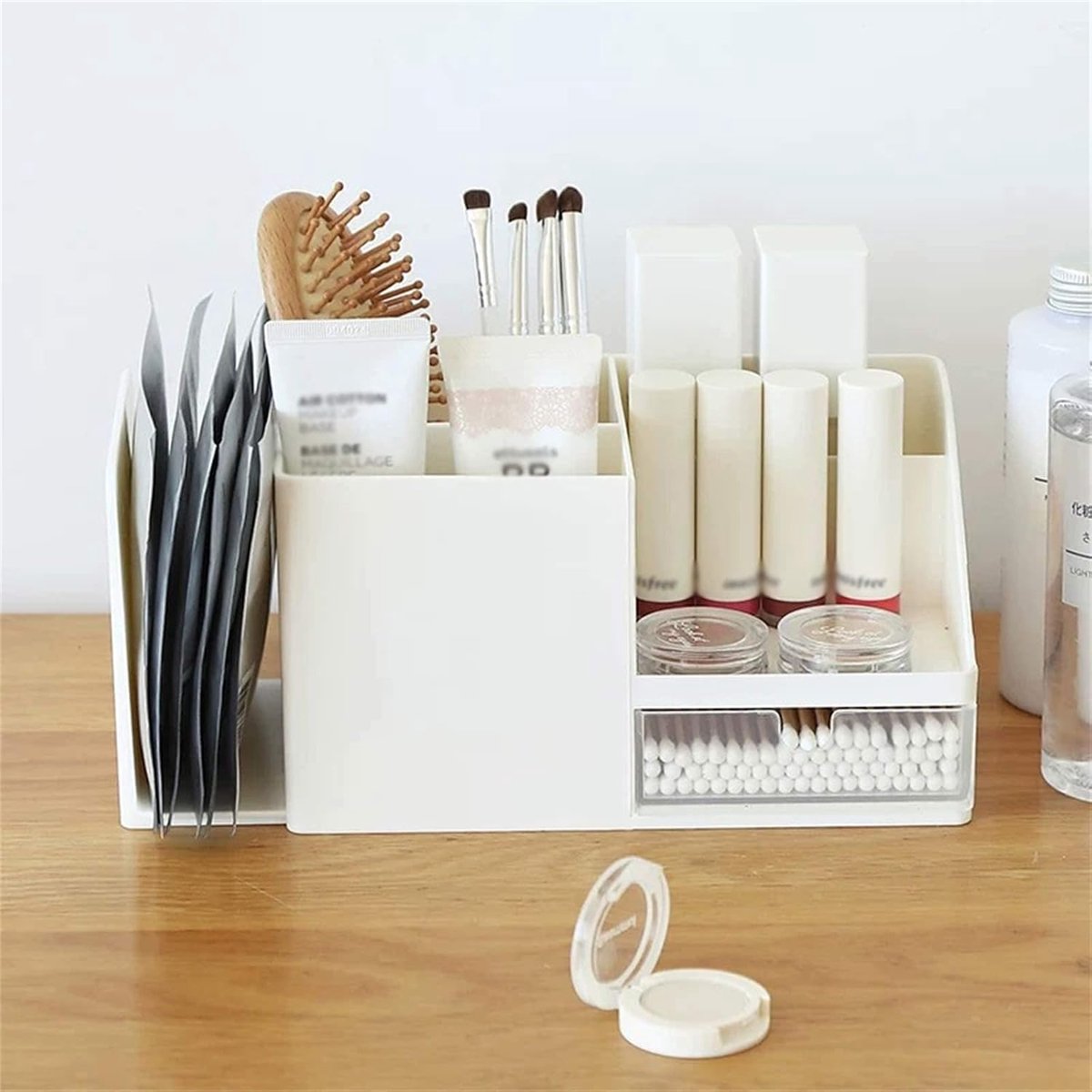 Desk organizer - Pencil holder - Storage - Sliding - Desk organizer, pencil holder and card holder, box and container for office, office supplies and dressing table - Wit - Image 5