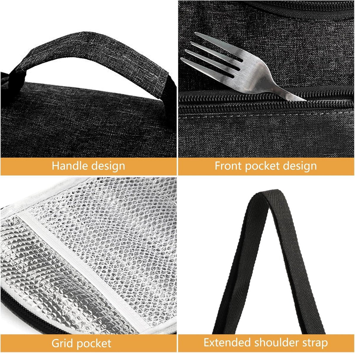 Picnic bag - Lunch bag - Lunch bag for adults - Insulated lunch bag for men - Reusable cooler - Waterproof and easy to clean - For work, travel, picnics, outdoor activities, school, and the office - Image 4