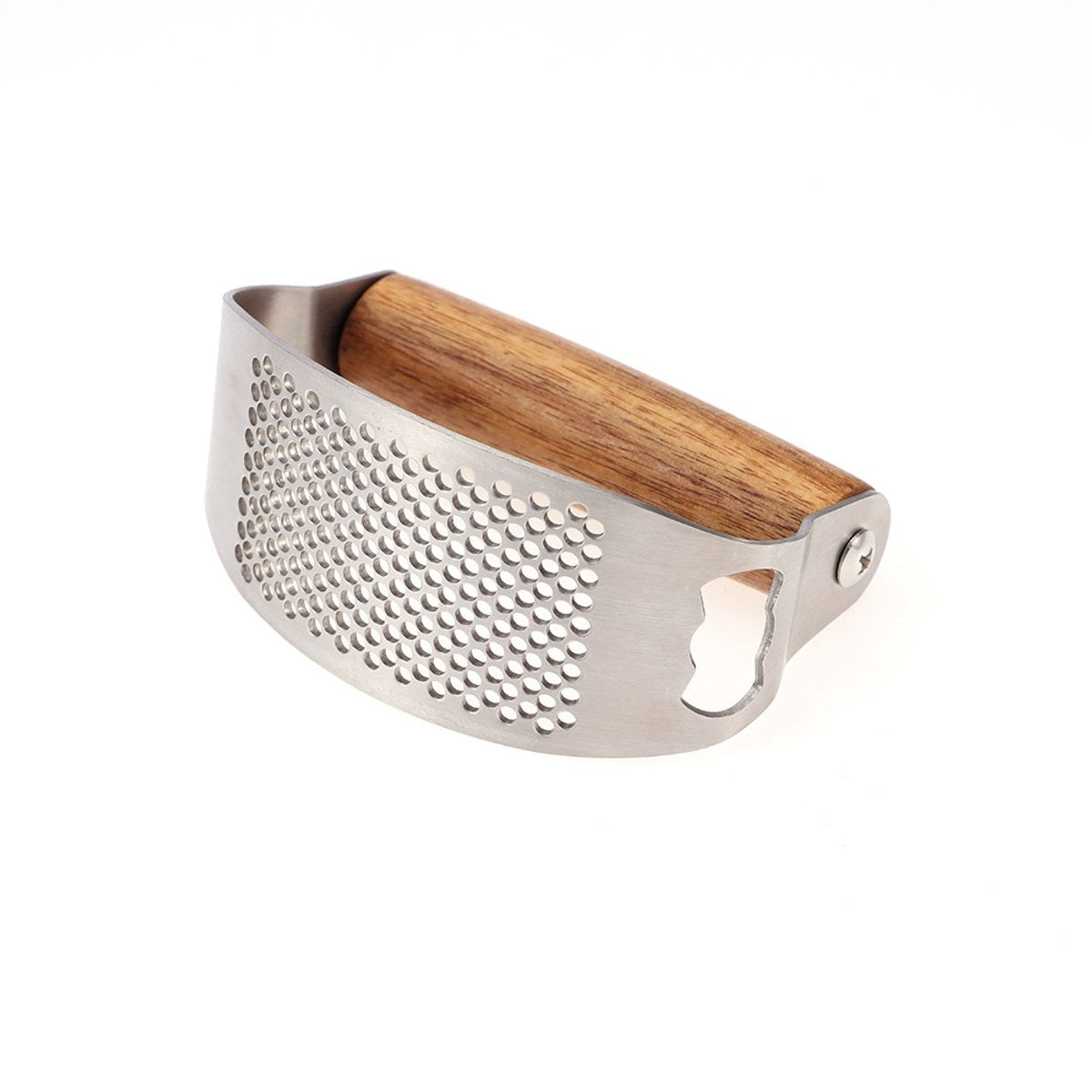 Garlic Press - Stainless Steel Cup - Dishwasher Safe - Garlic Press with High-Quality Wooden Handle - Ergonomic Handle for Garlic Press - Garlic Chopper - 10 x 5.1 cm - Large and Thick - Image 2