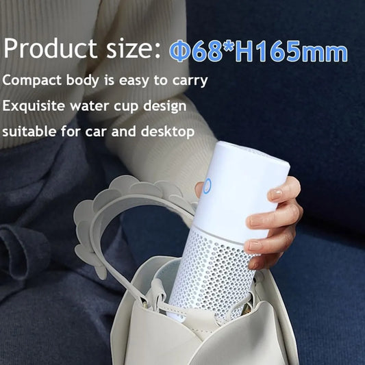 Air purifier - Mini portable air purifier - Car air filter - Ionizer - Works against dust mites and hay fever - Air filter - Wit - Image 2