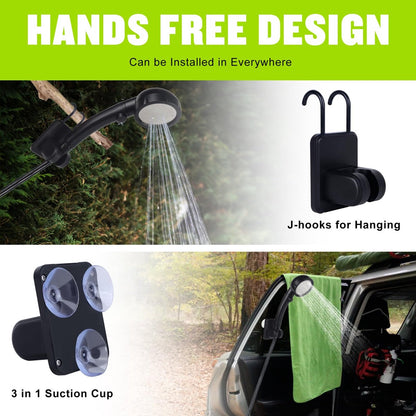 Portable Camping Shower - 6000mAh Rechargeable Shower Pump - With Smart LED Display - 4 Spray Modes - IPX7 Waterproof Outdoor Shower - For Hiking, Travel, Car, Pets - Gray - Image 3