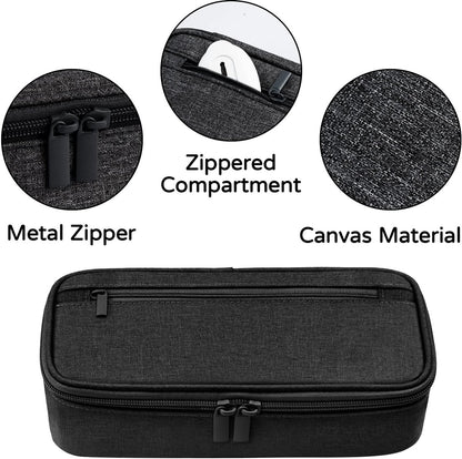 Pencil case - Highlighter case - Canvas pencil case 23x11x6.5 cm with zipper - Pencil case for boys and girls - School supplies - Black - Image 2