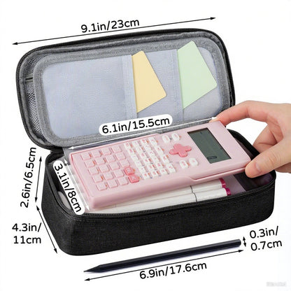 Pencil case - Highlighter case - Canvas pencil case 23x11x6.5 cm with zipper - Pencil case for boys and girls - School supplies - Black - Image 7