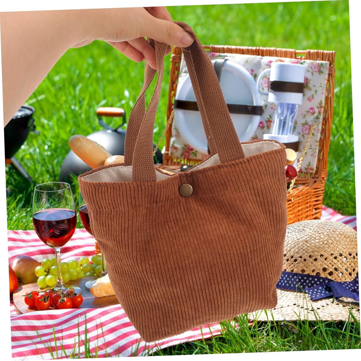 Lunch bag - Insulated bags - Tote bag - Shopping bag - Storage bag - Simple lunch bag - Outdoor lunch bag - Bento tote bag - Mini Bento bag - Lunch bag - Storage bag - Corduroy - Image 2