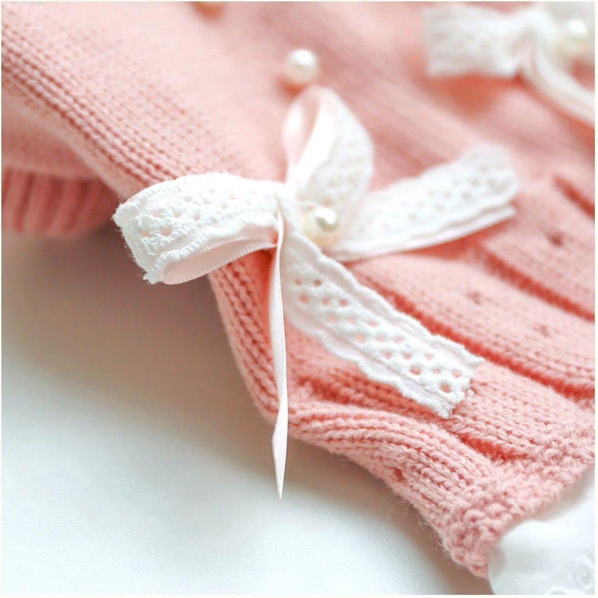 Dog Coat - Dog Sweater - Sweater Dress for Small Dogs - Female Dress with Bow - Pink and Blue Warm for Winter - Princess Lace - Birthdays - Valentine's Day - Pink Medium - Christmas Decorations - Christmas - Size XL - Image 3