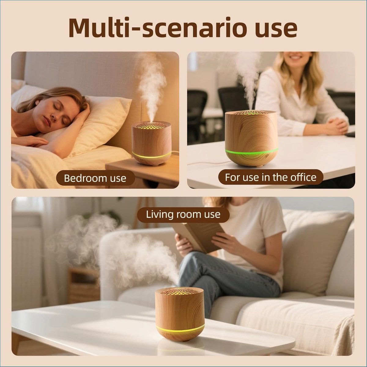 Humidifiers - Aromatherapy Humidifier - 300ml Diffuser - Air Humidifier - Room Humidifier - 7-Color LED - Light and Automatic Shut-Off - Essential Oil Diffuser for Home and Office (Light Color) - Image 6