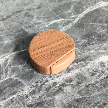 Round wooden doorstop, shockproof and anti-collision, set of 6, 4.5 x 4.2 x 1.6 cm, for floor and parquet, dark brown, 45 x 42 x 16 mm. - Image 2