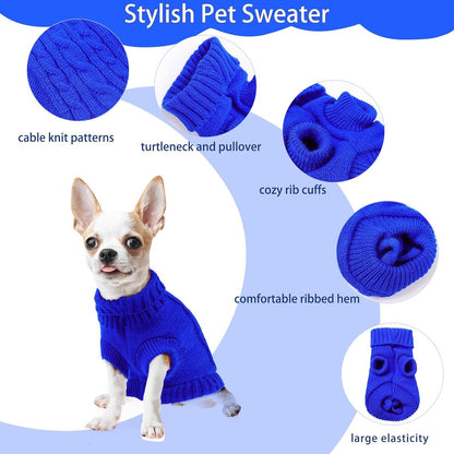 Dog Coat - Dog Sweater - Small Dog Sweater - Warm Dog Coat - Warm Puppy Sweater - Thick Knit Winter Sweater - Soft Roll Neck Sweater - Perfect for Small Dogs and Puppies - Christmas - Size L - Image 2