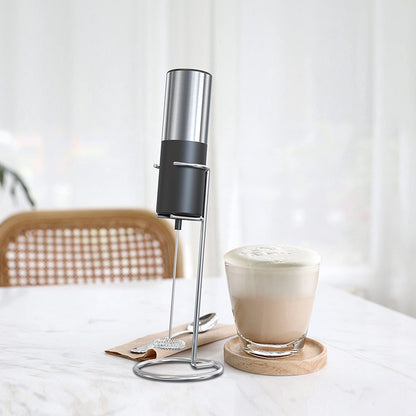 Electric milk frother - Manual milk frother - Mini milk mixer - With stand - No plug - Convenient for camping - Black - Image 2