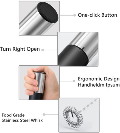 Electric milk frother - Manual milk frother - Mini milk mixer - With stand - No plug - Convenient for camping - Black - Image 7