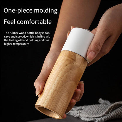 Wooden Salt and Pepper Mill - Premium Quality Salt and Spice Mill - Wooden Salt Mill with Adjustable Ceramic Core - Manual, Refillable Salt and Pepper Mill for Spices/Sea Salt/Chili/Pepper (White) - Image 4