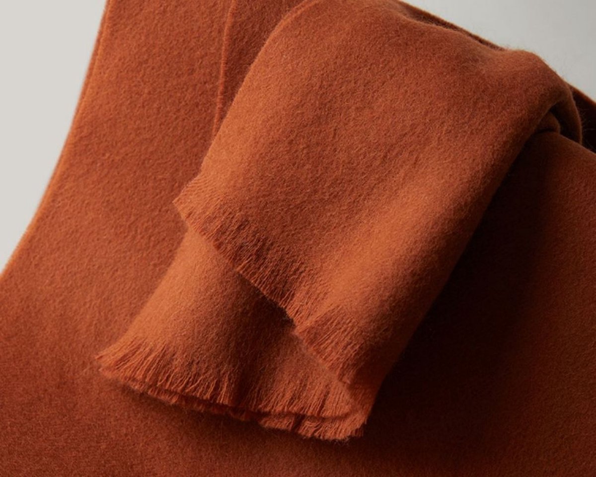 Warm and soft autumn and winter scarf, warm and lightweight scarf, versatile unisex plain wool scarf (32x190cm) - orange - Image 2