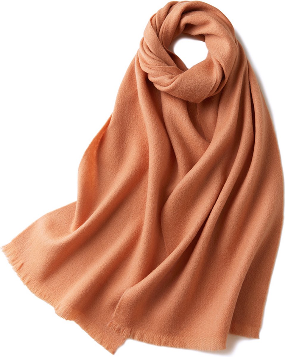 Warm and soft autumn and winter scarf, warm and lightweight scarf, versatile unisex plain wool scarf (32x190cm) - apricot yellow