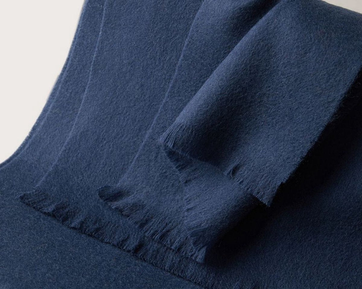 Warm and soft autumn and winter scarf, warm and lightweight scarf, versatile unisex plain wool scarf (32x190cm) - dark blue - Image 2