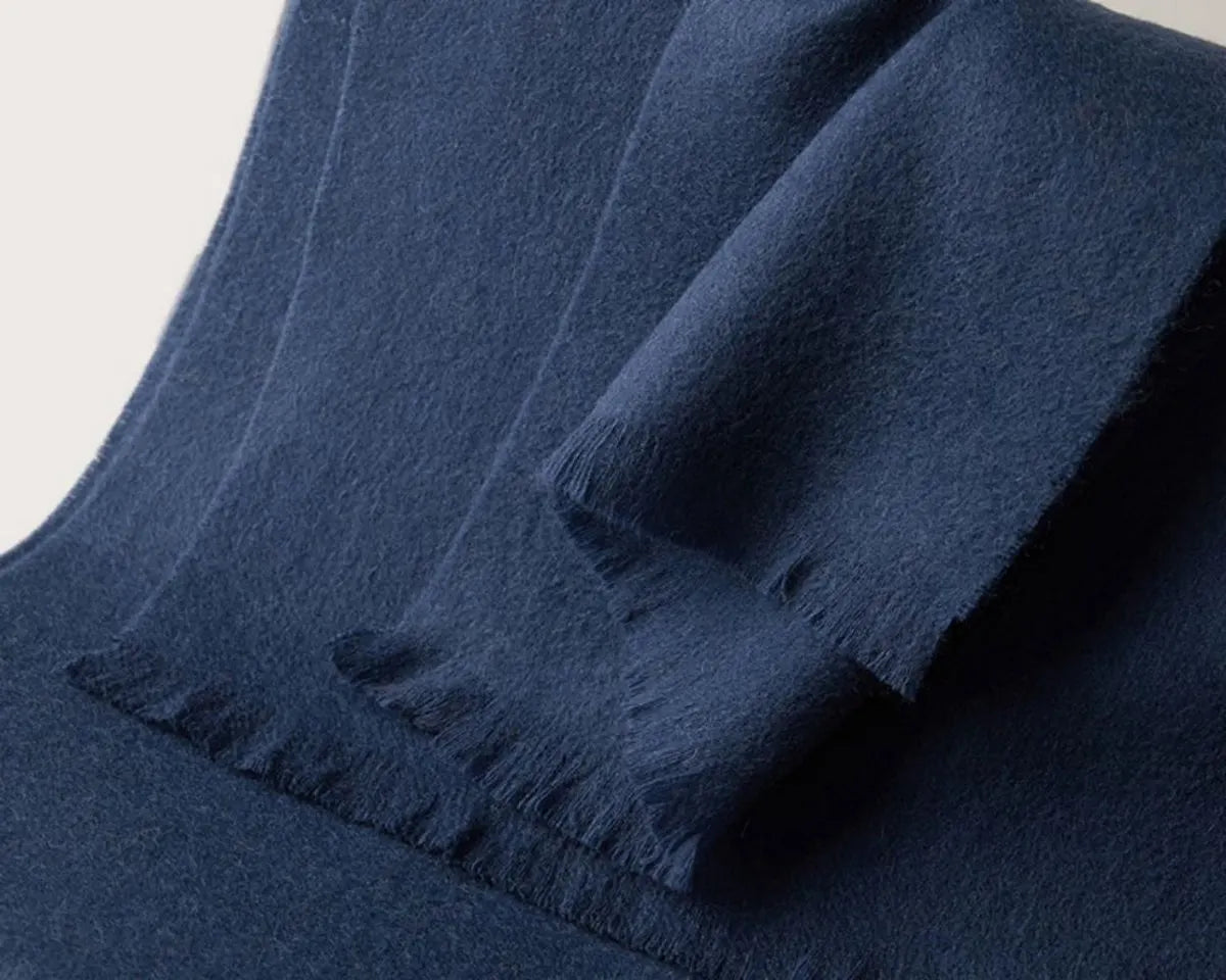 Warm and soft autumn and winter scarf, warm and lightweight scarf, versatile unisex plain wool scarf (32x190cm) - dark blue - Image 2