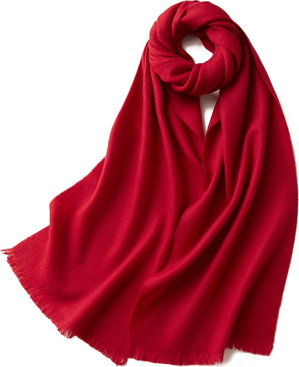 Warm and soft autumn and winter scarf, warm and lightweight scarf, versatile unisex plain wool scarf (32x190cm) - red