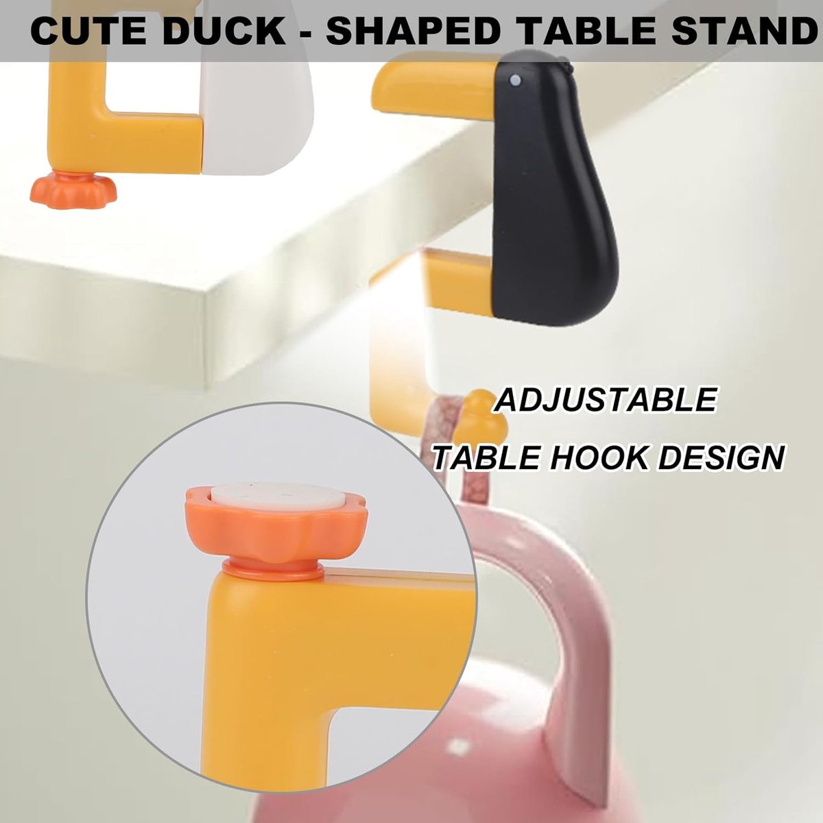 Table Hook - Desk Hook - Removable - Non-slip - Foldable - Desktop Installation - No Drilling Required - Suitable for Office, School, Office Organization, and Business Operations - 3 Pieces - Pink, White, Black - Image 3