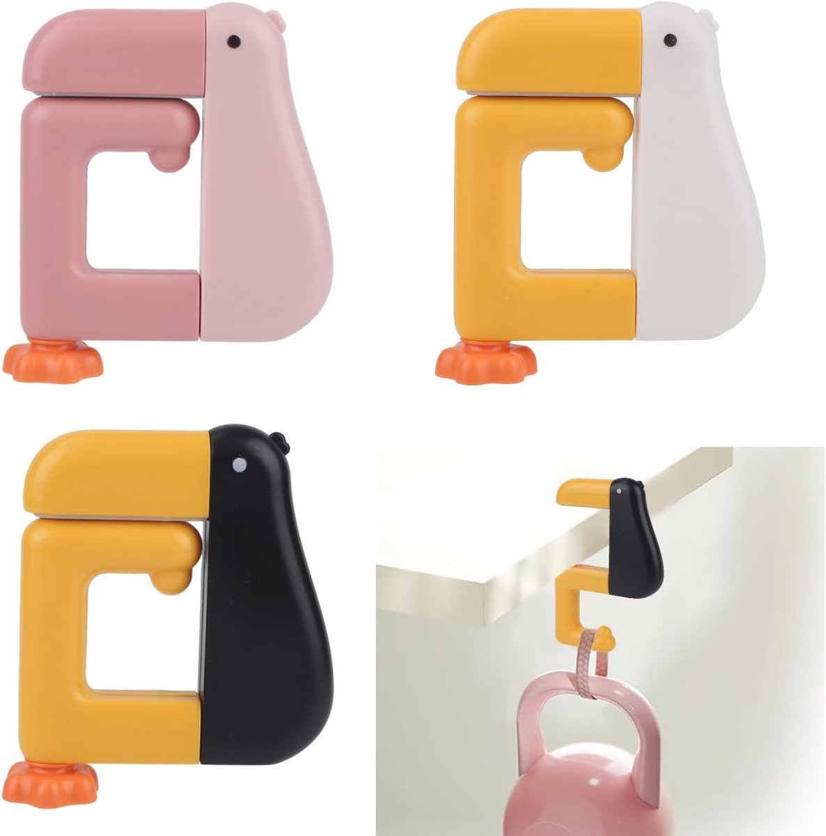 Table Hook - Desk Hook - Removable - Non-slip - Foldable - Desktop Installation - No Drilling Required - Suitable for Office, School, Office Organization, and Business Operations - 3 Pieces - Pink, White, Black - Image 7