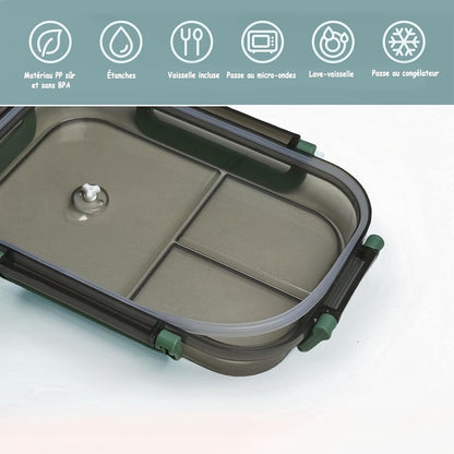 Lunch box - Adult lunch box - Salad lunch box - Compartmentalized lunch box - Integrated 2-layer lunch box - Leakproof lunch box - With cutlery - For work - School - Picnic (vegetables) - Image 3