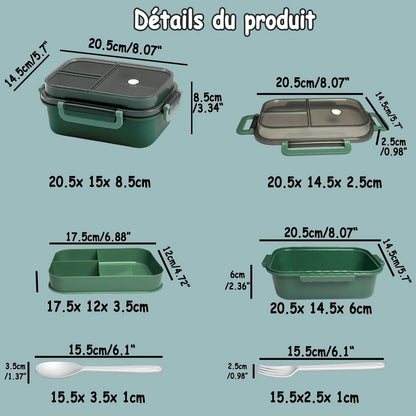 Lunch box - Adult lunch box - Salad lunch box - Compartmentalized lunch box - Integrated 2-layer lunch box - Leakproof lunch box - With cutlery - For work - School - Picnic (vegetables) - Image 4