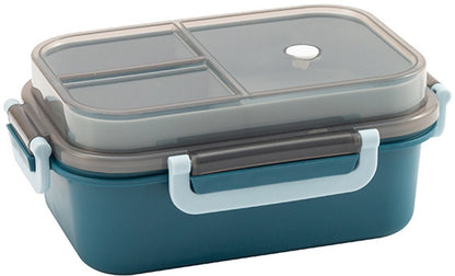 Lunch box - Lunch box for girls - Lunch box for adults - Lunch box with compartments - 2-layer integrated lunch box - Leakproof lunch box - With cutlery - For work - School - Picnic (blue)