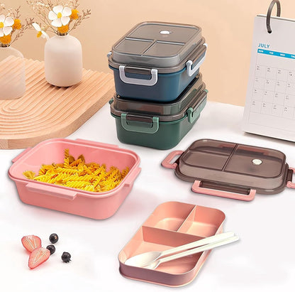 Lunch box - Lunch box for girls - Lunch box for adults - Lunch box with compartments - 2-layer integrated lunch box - Leakproof lunch box - With cutlery - For work - School - Picnic (blue) - Image 5