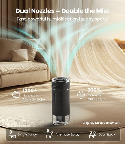 Humidifiers - Air humidifier - Bedroom humidifier - Mini desktop humidifier for travel, office, or children's room - Black - Image 4